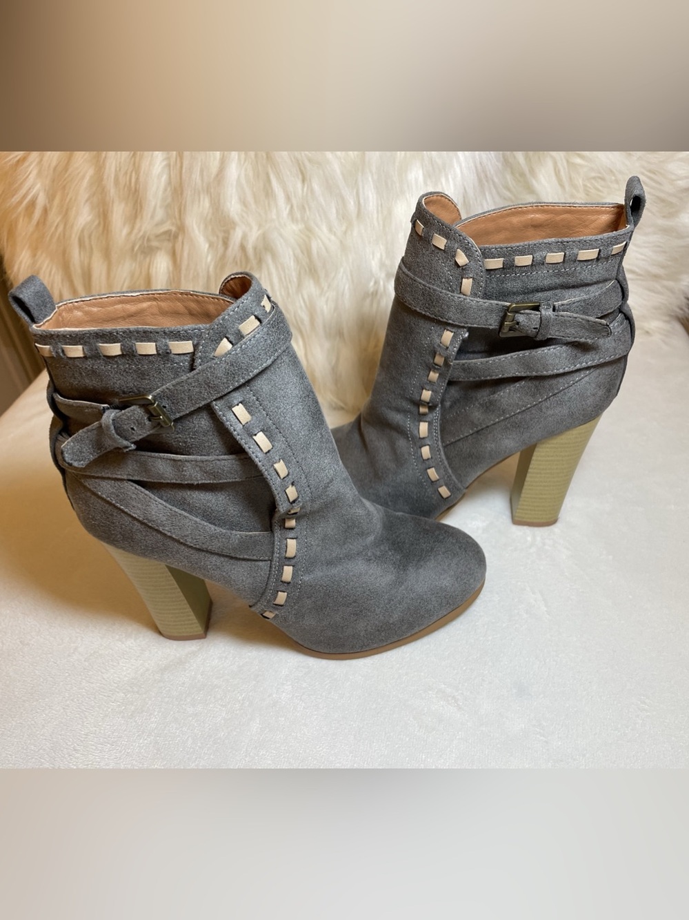 VENUS - Faux-Suede Charcoal Gray High Heel Booties (8.5 US) Fall ankle boots